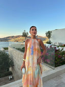 Corinna | Women's Maxi Dress Halter Neck Satin Summer Wedding Guest