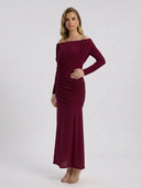 Crystal | Women's Maxi Dress Ruched Satin Summer Formal Evening