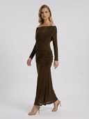 Crystal | Women's Maxi Dress Ruched Satin Summer Formal Evening