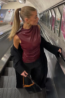 Donna | Women's Top High Neck Chiffon Summer Going Out