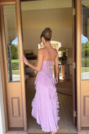 Eliza | Women's Maxi Dress Halter Neck Satin Summer Wedding Guest