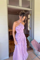Eliza | Women's Maxi Dress Halter Neck Satin Summer Wedding Guest