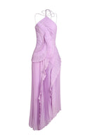Eliza | Women's Maxi Dress Halter Neck Satin Summer Wedding Guest