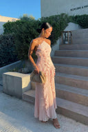 Eliza | Women's Maxi Dress Halter Neck Satin Summer Wedding Guest
