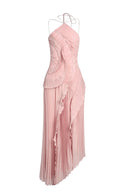 Eliza | Women's Maxi Dress Halter Neck Satin Summer Wedding Guest