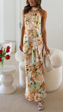 Ember | Women's Maxi Dress Halter Neck Satin Summer Wedding Guest