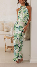 Ember | Women's Maxi Dress Halter Neck Satin Summer Wedding Guest