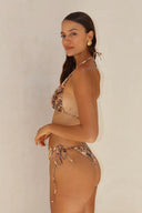 Emberlynn | Women's Bikini Set Halter Neck Gold Summer Beach Holiday
