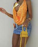 Faye | Women's Top Halter Neck Sequin Summer Going Out