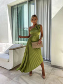 Felicity | Women's Midi Dress One Shoulder Satin Summer Wedding Guest
