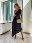 Felicity | Women's Midi Dress One Shoulder Satin Summer Wedding Guest