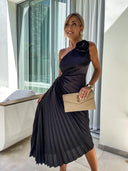 Felicity | Women's Midi Dress One Shoulder Satin Summer Wedding Guest