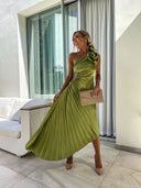 Felicity | Women's Midi Dress One Shoulder Satin Summer Wedding Guest