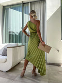Felicity | Women's Midi Dress One Shoulder Satin Summer Wedding Guest
