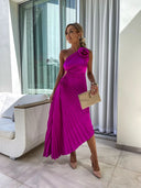 Felicity | Women's Midi Dress One Shoulder Satin Summer Wedding Guest