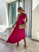 Felicity | Women's Midi Dress One Shoulder Satin Summer Wedding Guest