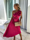 Felicity | Women's Midi Dress One Shoulder Satin Summer Wedding Guest