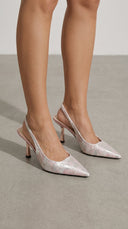 Frida | Women's Heeled Pumps Jacquard Summer Evening