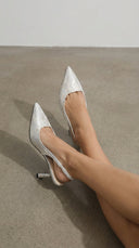 Frida | Women's Heeled Pumps Jacquard Summer Evening