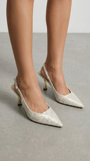 Frida | Women's Heeled Pumps Jacquard Summer Evening