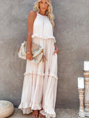 Gabriella | Women's Maxi Dress Halter Neck Satin Vacation Party