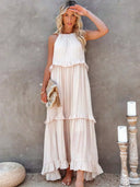 Gabriella | Women's Maxi Dress Halter Neck Satin Vacation Party
