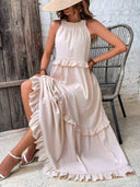Gabriella | Women's Maxi Dress Halter Neck Satin Vacation Party