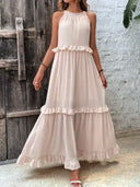Gabriella | Women's Maxi Dress Halter Neck Satin Vacation Party