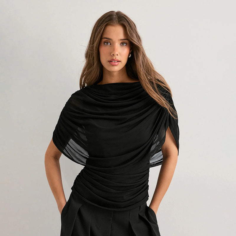 Gemma | Women's Top Ruched Chiffon Summer Evening