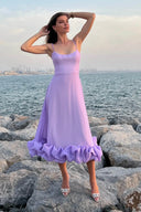Heather | Women's Midi Dress A-Line Satin Summer Wedding Guest