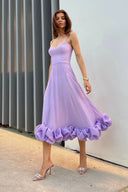 Heather | Women's Midi Dress A-Line Satin Summer Wedding Guest