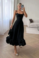 Heather | Women's Midi Dress A-Line Satin Summer Wedding Guest