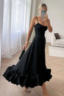 Heather | Women's Midi Dress A-Line Satin Summer Wedding Guest