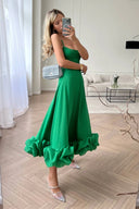Heather | Women's Midi Dress A-Line Satin Summer Wedding Guest