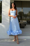 Heather | Women's Midi Dress A-Line Satin Summer Wedding Guest