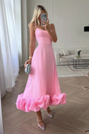 Heather | Women's Midi Dress A-Line Satin Summer Wedding Guest