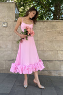 Heather | Women's Midi Dress A-Line Satin Summer Wedding Guest