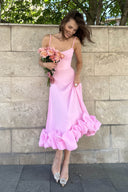 Heather | Women's Midi Dress A-Line Satin Summer Wedding Guest