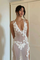 Ilyana | Women's Maxi Dress V-Neck Mesh Summer Evening