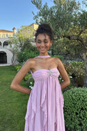 Imogen | Women's Maxi Dress Strapless Satin Summer Wedding Guest