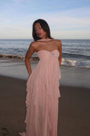 Imogen | Women's Maxi Dress Strapless Satin Summer Wedding Guest