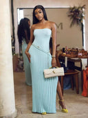 Isadora | Women's Maxi Dress Strapless Knit Summer Party