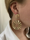 Jade | Women's Earrings Pleated Gold Summer Statement Party