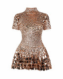 Janice | Women's Mini Dress High Neck Sequin Summer Party