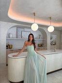 Judith | Women's Maxi Dress Strapless Satin Summer Wedding Guest