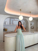 Judith | Women's Maxi Dress Strapless Satin Summer Wedding Guest
