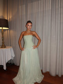 Judith | Women's Maxi Dress Strapless Satin Summer Wedding Guest