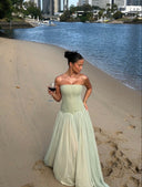 Judith | Women's Maxi Dress Strapless Satin Summer Wedding Guest