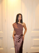 Kaelyn | Women's Maxi Dress One Shoulder Satin Summer Wedding Guest
