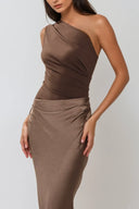 Kaelyn | Women's Maxi Dress One Shoulder Satin Summer Wedding Guest